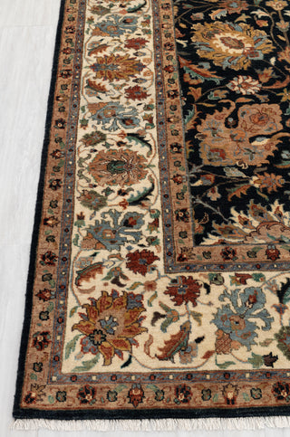 Black Ivory Persian Tabriz Reproduction Fine Density Hand Knotted Wool Rug, -8414
