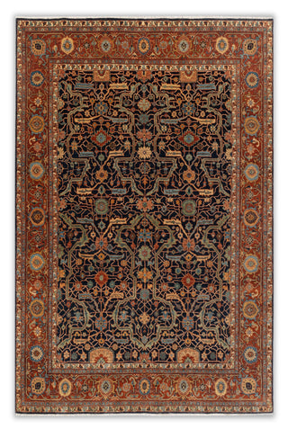 Navy Red Mahal Retro High Density Hand Knotted Wool Area Rug, Oriental Rug Persian G-9630..Custom Size Available.