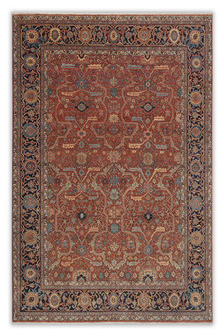 Retro Mahal Classic High Quality Wool Area Rug, Color-Red/Navy...Multiple Sizes Available