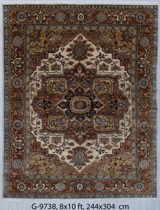 Rust Coral Serapi Classic Persian Retro high Quality Rug Hand Knotted 100% Wool Rug