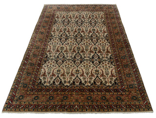 6x9 Ivory Cream High Quality Hand Knotted Wool Rug, Beige-Rust..#5557