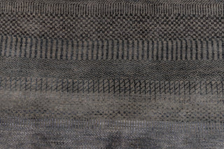 3x5 Gray Savannah Striped Handmade Rug Modern Wool and Silk Rug #5135-A (90x150 Cms.)