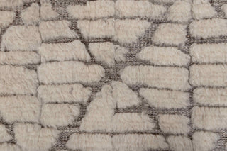 Moroccan Ivory/ Grey Beni Ourain Berber Shag Boho Hand Knotted Wool Rug, CUSTOMIZE in any size-MM-10