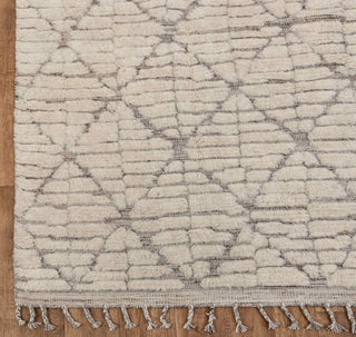 Moroccan Ivory/ Grey Beni Ourain Berber Shag Boho Hand Knotted Wool Rug, CUSTOMIZE in any size-MM-10