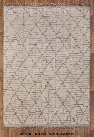 Moroccan Ivory/ Grey Beni Ourain Berber Shag Boho Hand Knotted Wool Rug, CUSTOMIZE in any size-MM-10