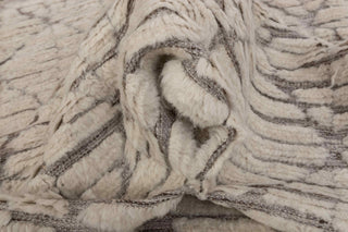Moroccan Ivory/ Grey Beni Ourain Berber Shag Boho Hand Knotted Wool Rug, CUSTOMIZE in any size-MM-10
