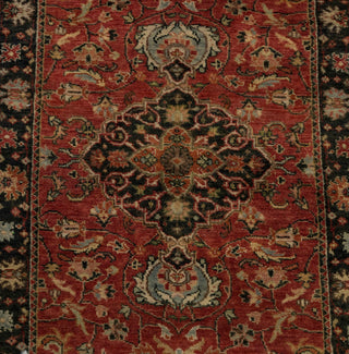 2.7x10 Stairs Rug Red Navy Retro High Quality Vintage Finish Hand Knotted Wool Rug, Rug-5831