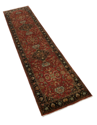 2.7x10 Stairs Rug Red Navy Retro High Quality Vintage Finish Hand Knotted Wool Rug, Rug-5831