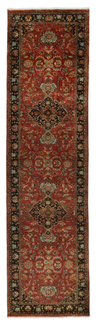 2.7x10 Stairs Rug Red Navy Retro High Quality Vintage Finish Hand Knotted Wool Rug, Rug-5831