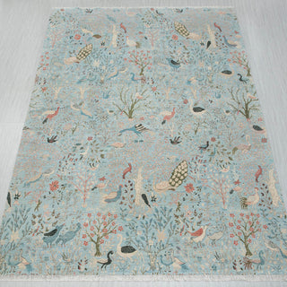 12x15 Blue Birds Peacock Garden Hand Knotted Rug