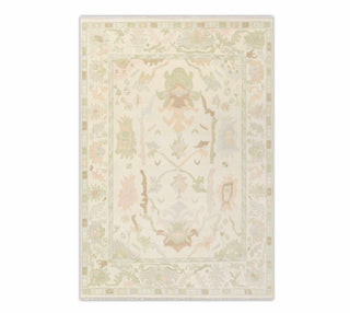 Ivory Cream Oushak Rug Hand Knotted Soft Wool JC-7163