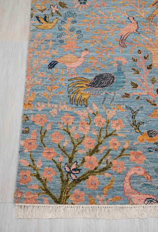 8x10 Blue Colorful Birds Garden High Quality Hand Knotted Wool Rug,JC-8317