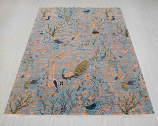 8x10 Blue Colorful Birds Garden High Quality Hand Knotted Wool Rug,JC-8317