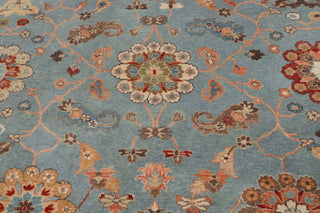 8x10 Blue Tan High Quality Hand Knotted Persian Inspired Hand Spun Wool Rug #3592