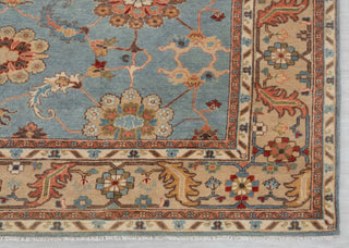8x10 Blue Tan High Quality Hand Knotted Persian Inspired Hand Spun Wool Rug #3592