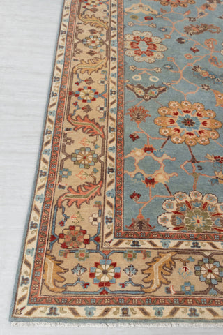 8x10 Blue Tan High Quality Hand Knotted Persian Inspired Hand Spun Wool Rug #3592