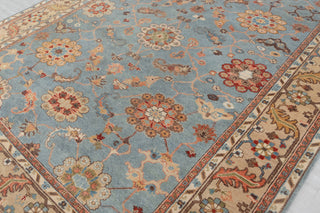 8x10 Blue Tan High Quality Hand Knotted Persian Inspired Hand Spun Wool Rug #3592