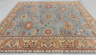 8x10 Blue Tan High Quality Hand Knotted Persian Inspired Hand Spun Wool Rug #3592
