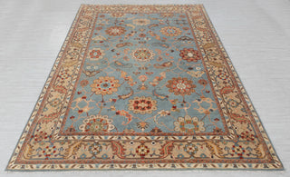 8x10 Blue Tan High Quality Hand Knotted Persian Inspired Hand Spun Wool Rug #3592