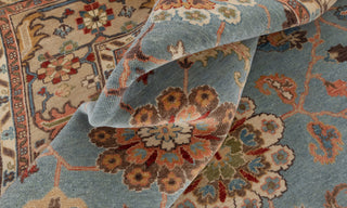 8x10 Blue Tan High Quality Hand Knotted Persian Inspired Hand Spun Wool Rug #3592