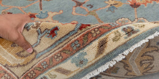 8x10 Blue Tan High Quality Hand Knotted Persian Inspired Hand Spun Wool Rug #3592