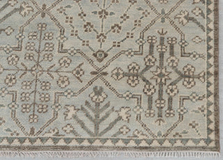 Soft Green Grey Turkish Wool Oushak Design Hand Knotted Hand Spun Wool Rug #Customise in Any Size.SE-2