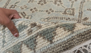 Soft Green Grey Turkish Wool Oushak Design Hand Knotted Hand Spun Wool Rug #Customise in Any Size.SE-2