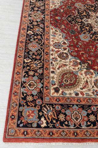 8x10 Red Blue Coral Persian Reproduction High Quality Classic Hand Knotted Wool Rug #3597