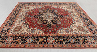 8x10 Red Blue Coral Persian Reproduction High Quality Classic Hand Knotted Wool Rug #3597
