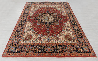 8x10 Red Blue Coral Persian Reproduction High Quality Classic Hand Knotted Wool Rug #3597