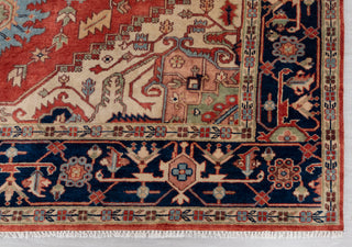 Red Blue Heriz Serapi Classic Retro high Quality Rug Hand Knotted 100% Wool Rug, Rug- Se-45