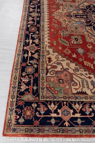 Red Blue Heriz Serapi Classic Retro high Quality Rug Hand Knotted 100% Wool Rug, Rug- Se-45
