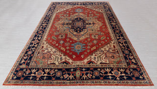 Red Blue Heriz Serapi Classic Retro high Quality Rug Hand Knotted 100% Wool Rug, Rug- Se-45