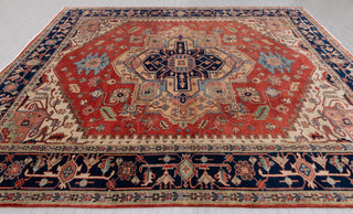 Red Blue Heriz Serapi Classic Retro high Quality Rug Hand Knotted 100% Wool Rug, Rug- Se-45