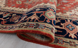 Red Blue Heriz Serapi Classic Retro high Quality Rug Hand Knotted 100% Wool Rug, Rug- Se-45