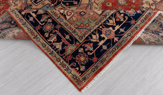 Red Blue Heriz Serapi Classic Retro high Quality Rug Hand Knotted 100% Wool Rug, Rug- Se-45