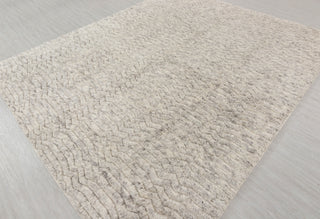 Gray Ivory Zigzag Pattern Design Rug Beni Ourain Berber Shag Boho Hand Knotted Wool Rug, CUSTOMIZE in any size-MT-1