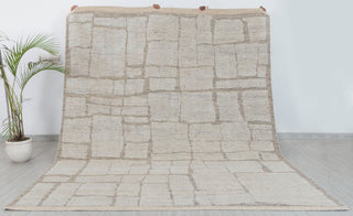 Distressed Ivory White L.Brown Wool Bohemian Handknotted Moroccan 100% WOOL Rug !!Free Shipping!! MRC-17 - 20709