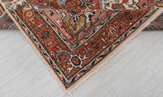 Rust Coral Serapi Classic Persian Retro high Quality Rug Hand Knotted 100% Wool Rug, Rug- Se-65/ Se-57