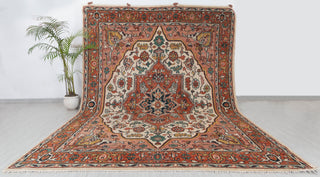 Rust Coral Serapi Classic Persian Retro high Quality Rug Hand Knotted 100% Wool Rug, Rug- Se-65/ Se-57