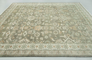 9x12 Olive Green Oushak Wool Rug