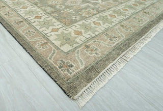 9x12 Olive Green Oushak Wool Rug