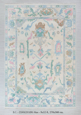 Ivory Blue Colorful Modern Oushak Rug Premium Wool Hand Knotted Turkish Inspired, CUSTOMIZE In any size #2183 Shelby