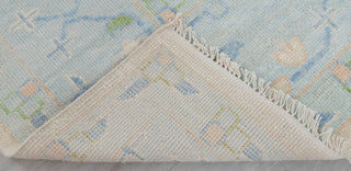 Cream Blue Garden Pine Tree Of life Rug Modern Oushak Rug Premium Wool Hand Knotted Turkish Inspired, #2174
