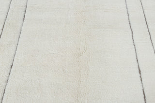 Ivory White Grey Zigzag Border Moroccan Beni Ourain Berber Shag Boho Hand Knotted Wool Rug, CUSTOMIZE in any size-MRB-12