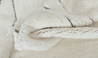 Ivory White Grey Zigzag Border Moroccan Beni Ourain Berber Shag Boho Hand Knotted Wool Rug, CUSTOMIZE in any size-MRB-12