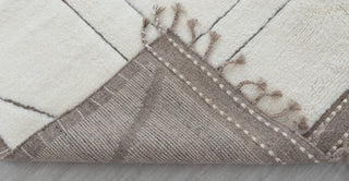 Ivory White Grey Zigzag Border Moroccan Beni Ourain Berber Shag Boho Hand Knotted Wool Rug, CUSTOMIZE in any size-MRB-12
