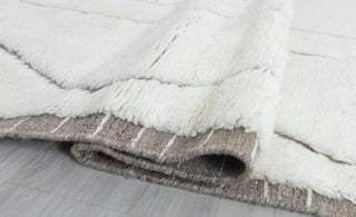 Ivory White Grey Zigzag Border Moroccan Beni Ourain Berber Shag Boho Hand Knotted Wool Rug, CUSTOMIZE in any size-MRB-12