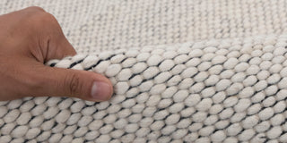 Ivory White Solid Pebbles Pattern Modern Design Hand Woven Wool Flatweave Rug, Customize in any size-TN-42