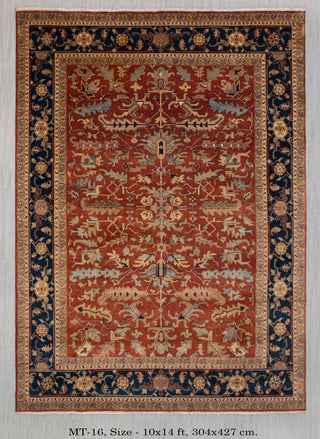 10x14 Classic Indo Persian Serapi Mahal Red Beige Hand Knotted 100% Wool Rug,
